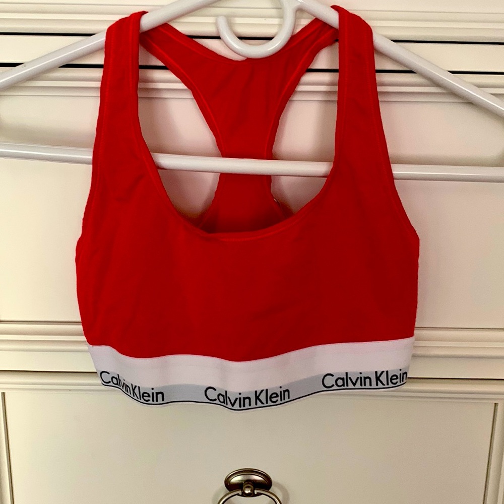 Calvin Klein red racer back bra size medium new without tags